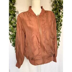 Vintage 100% Silk Louise Paris Brown Wind Breaker Women's Medium